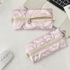 Women Makeup Brush Pouch Waterproof Student Pencil Case Pen Box Girls Cute Bow Stationery Organizer Girls Zipper Coin Purse