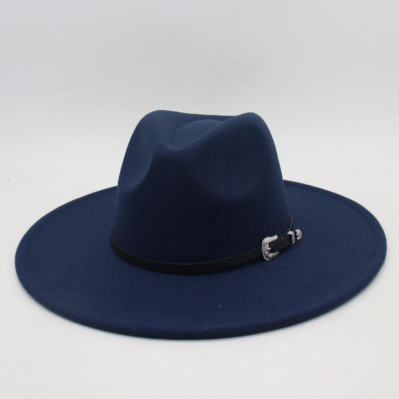 Flat Edge Jazz Hat, Men'S And Women'S Felt Hat, European And American Hat 9.5 Large Brim, High-End Hat, Elegant Foreign Trade Cross-Border Top Hat