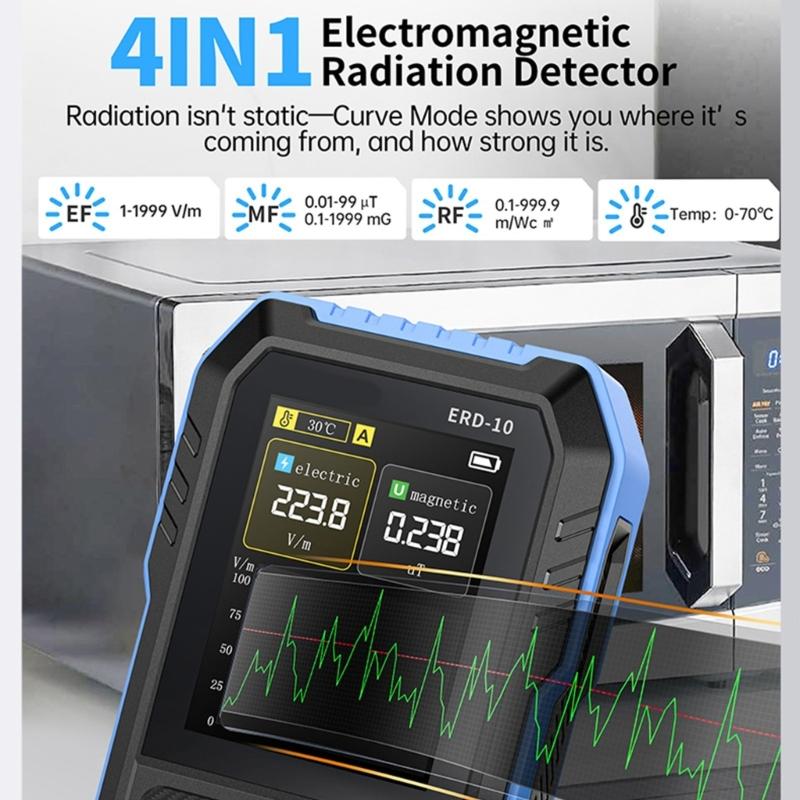 Professional Electromagnetism Radiation Analyzers 4 Mode Electromagnetic Field Detectors With Sound Light Alarm Rechargeable