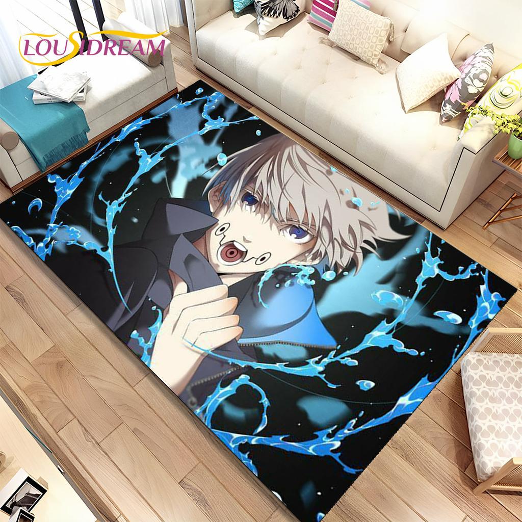 Tappeto Area Cartoon Anime Jujutsu Kaisen Grande, Tappeto per Soggiorno Camera da Letto Divano Zerbino Decorazione, Tappetino Antiscivolo per Bambini