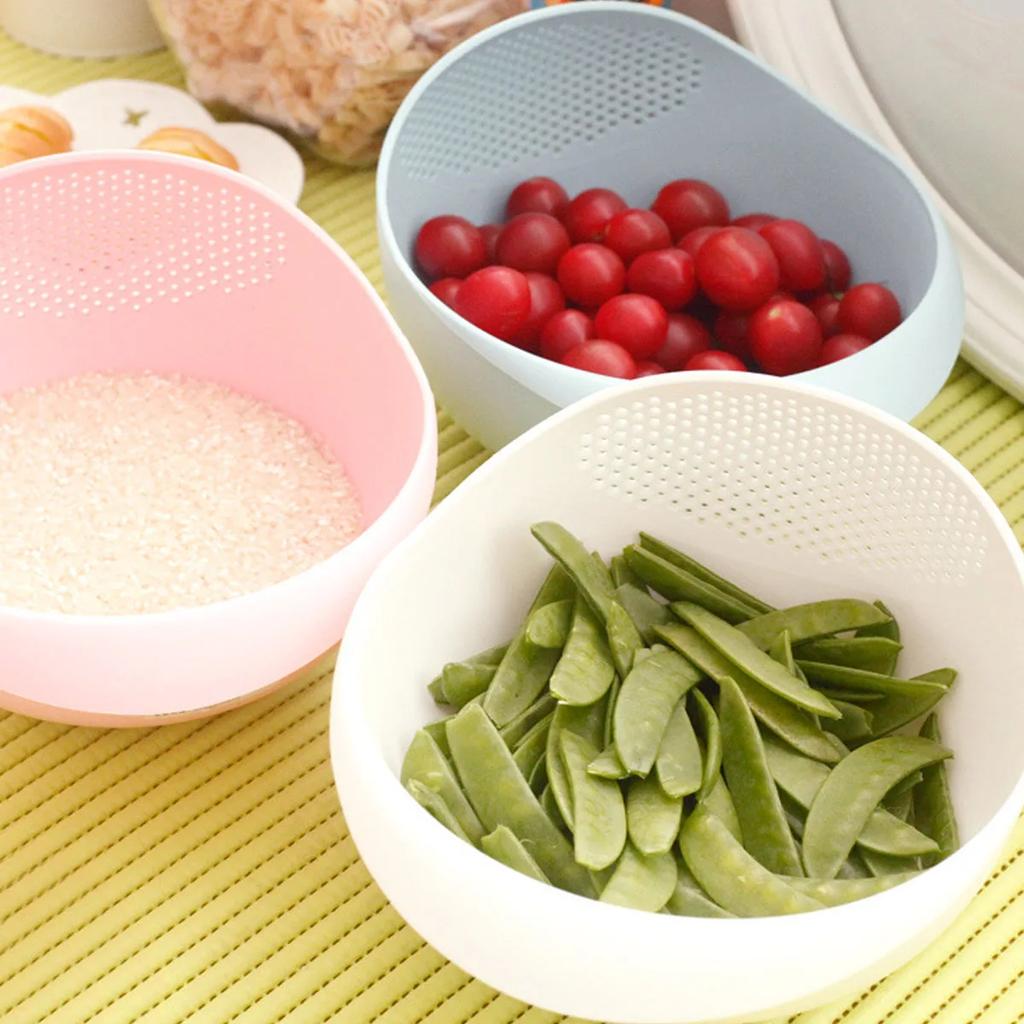 Multifunctional Rice Wash Basket Kitchen Plastic Rice Strainer Drainer Fruits Vegetables Washing Basin Outdoor Barbecue Tools
