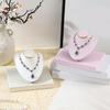 Necklace Display Bust Stand, Leather Covered Jewelry Display Stand with Angled Form and Square Base for Counter Showcase