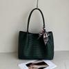 Woven Leather Tote Bag Women Large Capacity Crossbody Shoulder With Magnetic Street Style Daily Use