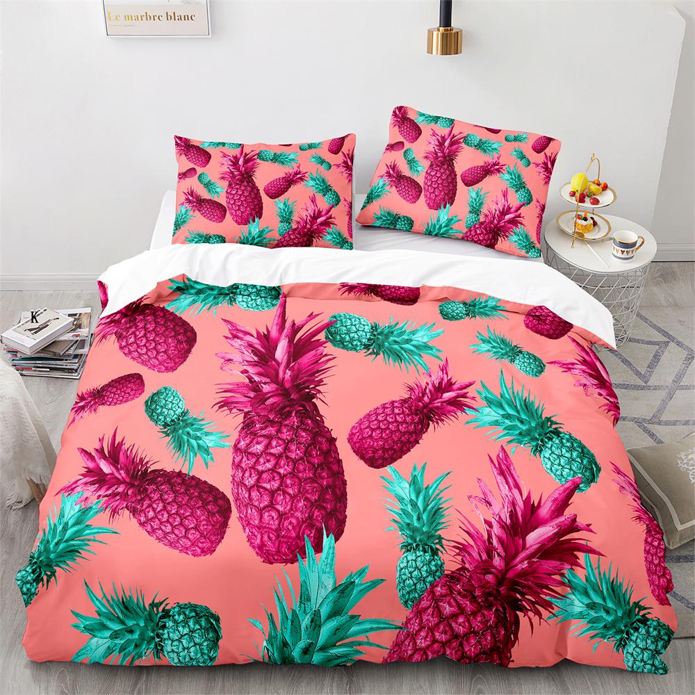 3D Dazzling Gold Pineapples Duvet Cover King Queen Yellow Abstract Tropical Fruit Bedding Set For Teens Polyester Quilt Cover