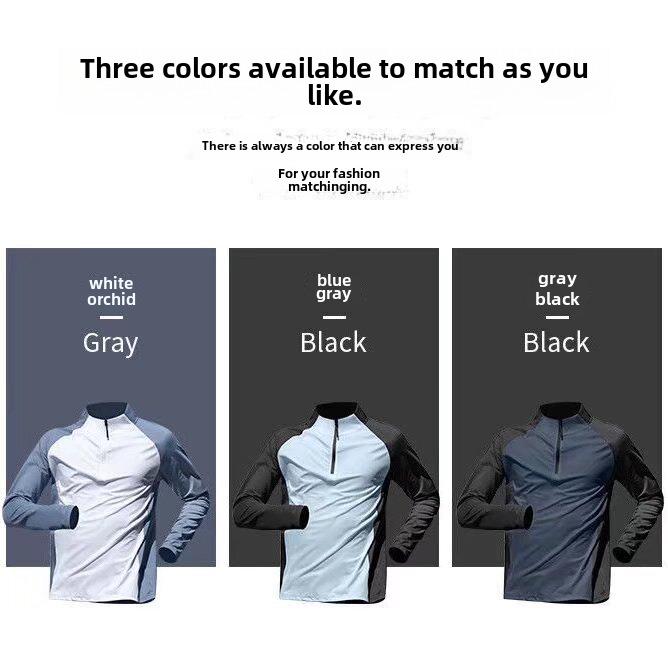 Men's Quick-Dry Half-Zip Tracksuit: Long-Sleeve Top & Trousers for Running and Fitness.