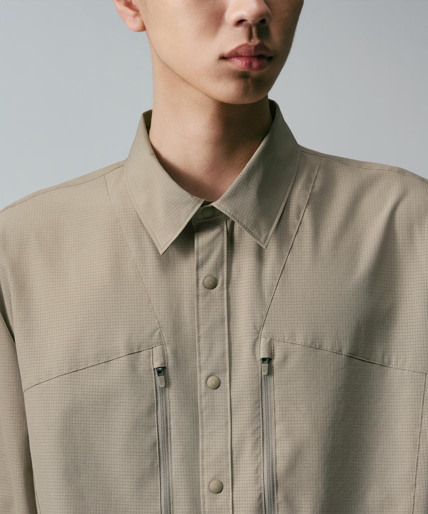 MUSINSA STANDARD [City Leisure] Airy Dot Utility Shirt [Grayish Beige]