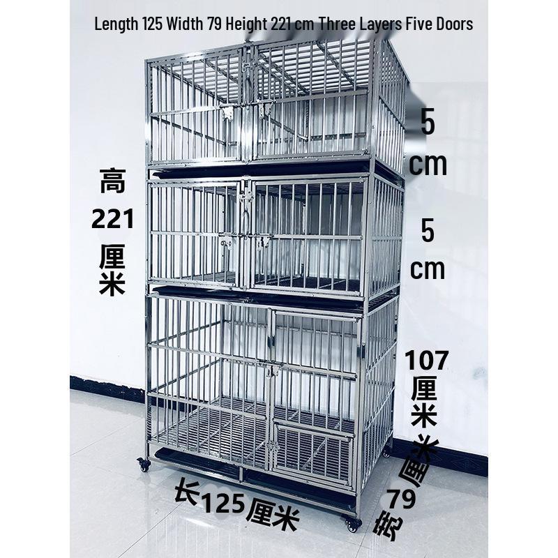 Stainless Steel Multi-Layer Dog Cage for Small to Medium Dogs - Parent-Child Design, Ideal for Pet Shops & Boarding
