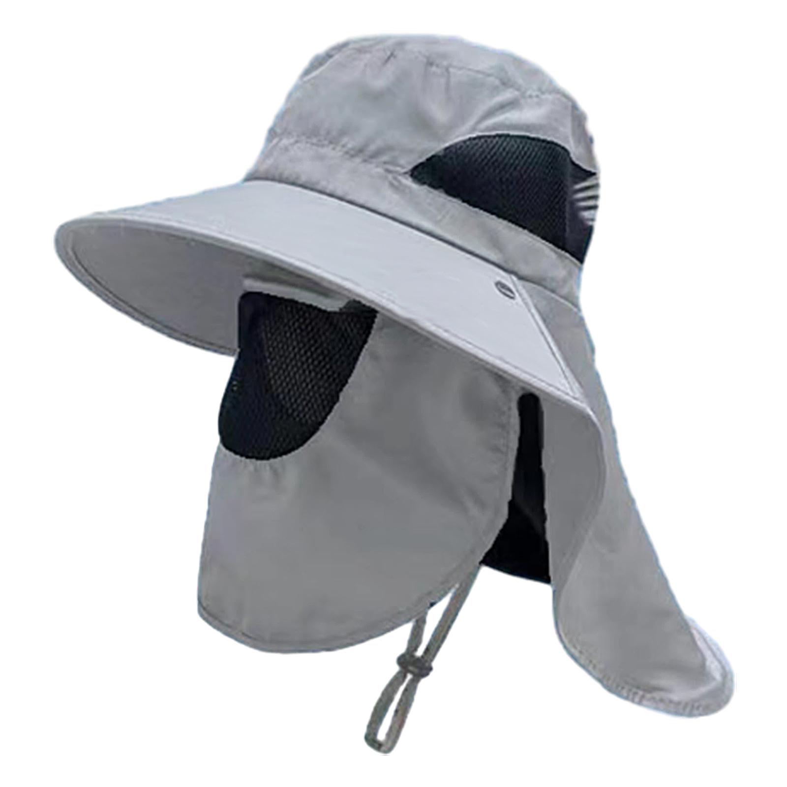 

Foldable Sun Protections Hat Hikings Camping Casual Fishing Caps with Neck Flap Breathable Wide Brims Bucket Hat светло-серый