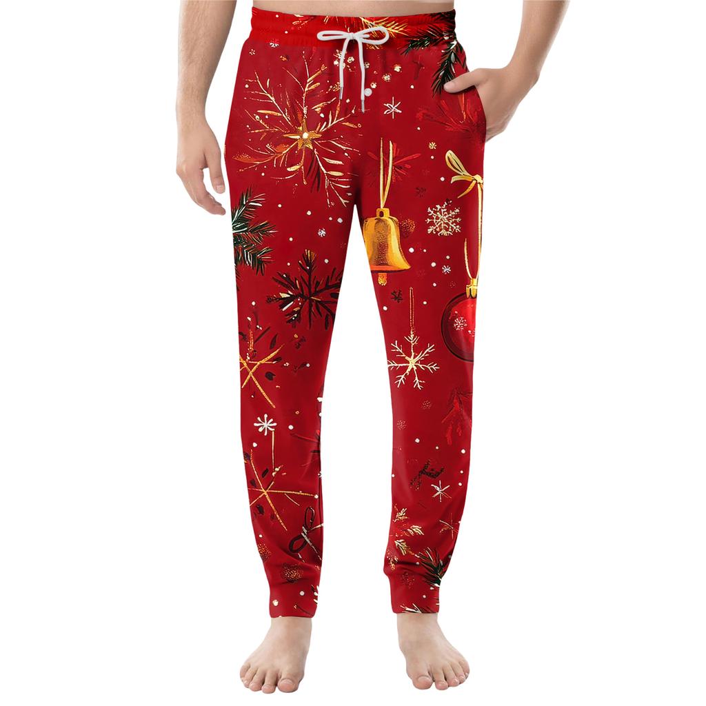 Men's Drawstring Pocket Cuffed Casual Pants Home Sleep Pants