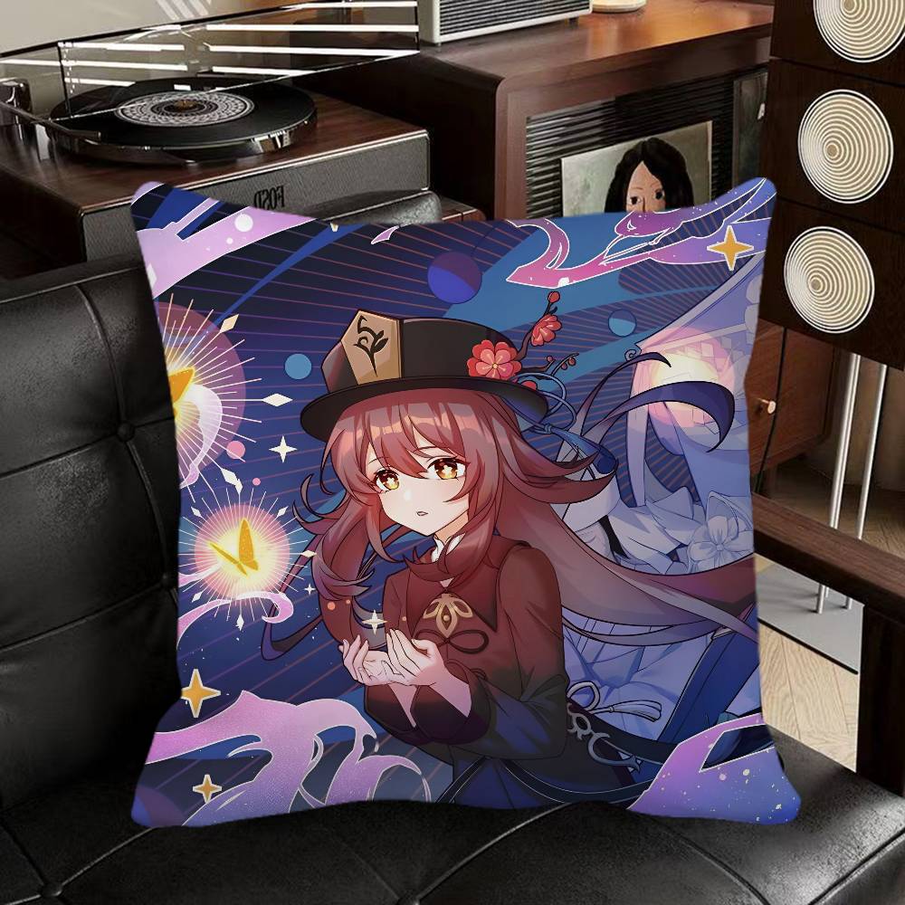 Hu Tao Genshin Impact Game Pillow Case Square Pillow Bedroom Sofa Leisure Comfort Cushion Car Home Decoration
