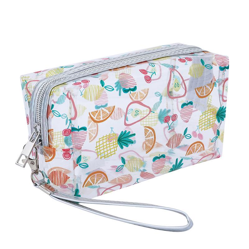 Storage Organizer Pvc Transparent Wash Bags Fruit Printed Cosmetic Pouch Large Travel Cosmetics Storage Makeup Accessory