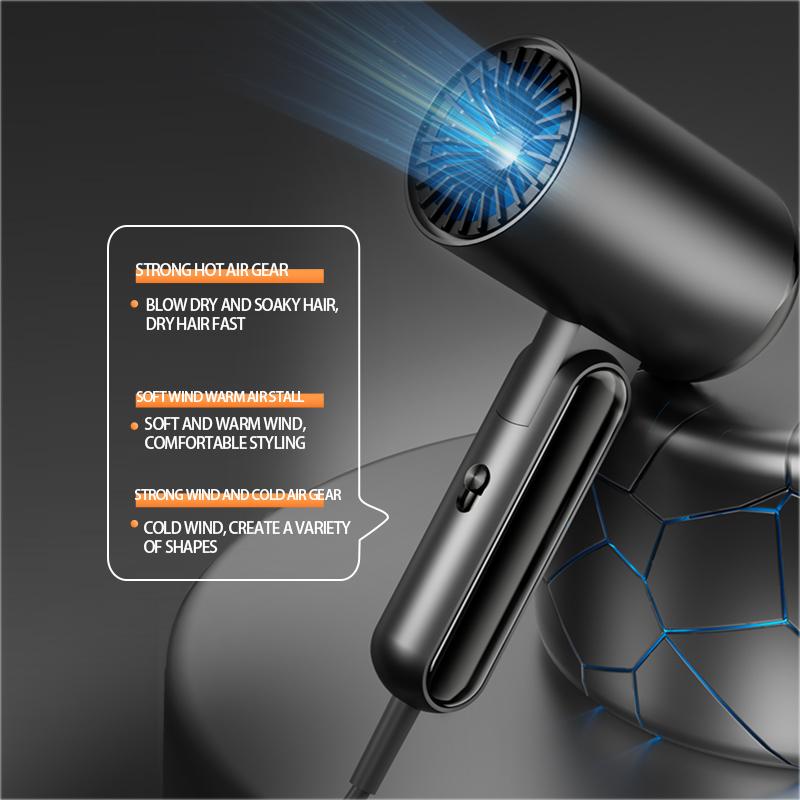Folding Handle Hair Dryer with Large Hood, High Power Negative Ion Hair Dryer for Home Use, Fast Drying & Hair Care