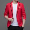 Dar Kesim Erkek Blazer Renk Blok Tek Düğmeli İlkbahar Sonbahar Erkek Günlük Takım Ceket Düğünler Damat Blazer Ceket
