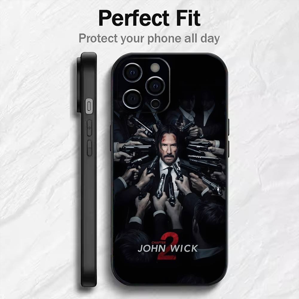 Movie Character John Wick Phone Case For iPhone17,16,15,14,13,12 Plus,Max Soft Silicone Black Cover