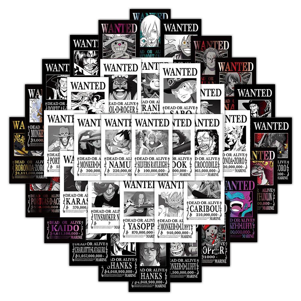 50 Stück Anime One Piece Steckbriefe Aufkleber Coole Graffiti Aufkleber DIY Handy Koffer Laptop Kühlschrank Wanddekor Aufkleber Schönes Spielzeug