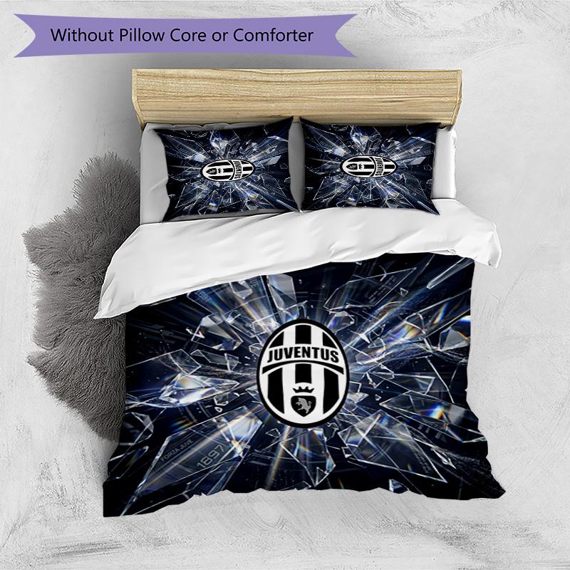 Set Biancheria da Letto 3 Pezzi con Stampa Pattern Juventus FC Morbido Delicato sulla Pelle Lavabile Copripiumino e Federe Set Stagione Unica Camera da Letto
