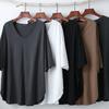 T-Shirt Damen Vielseitig Sommer Lässig Große Größe Locker V-Ausschnitt Pullover Kurzärmelige Oberteile