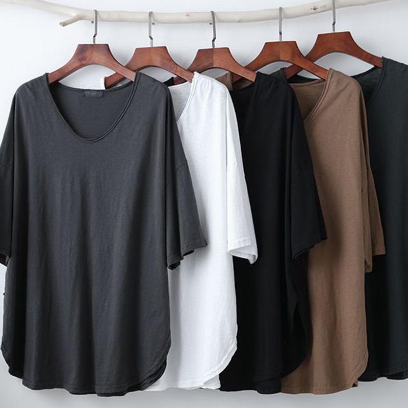 T-Shirt Damen Vielseitig Sommer Lässig Große Größe Locker V-Ausschnitt Pullover Kurzärmelige Oberteile