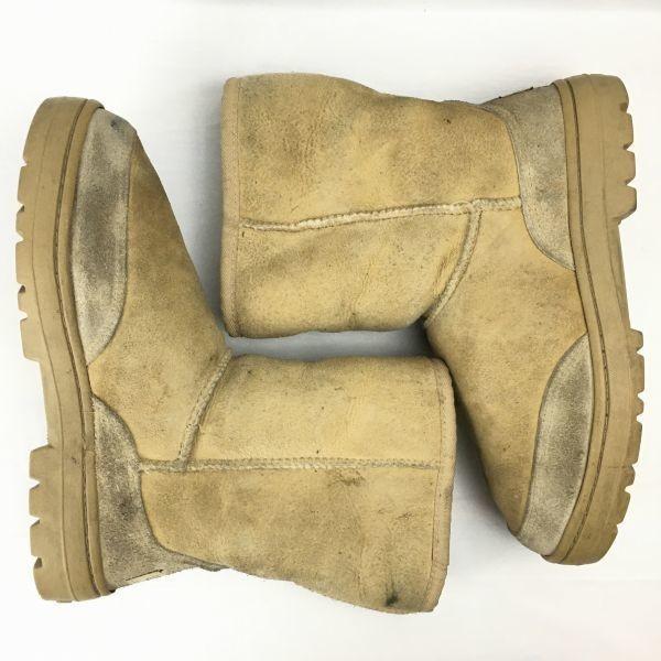 UGG Sheepskin Mouton Boots Camel Brown Size W8 25.0(USED)