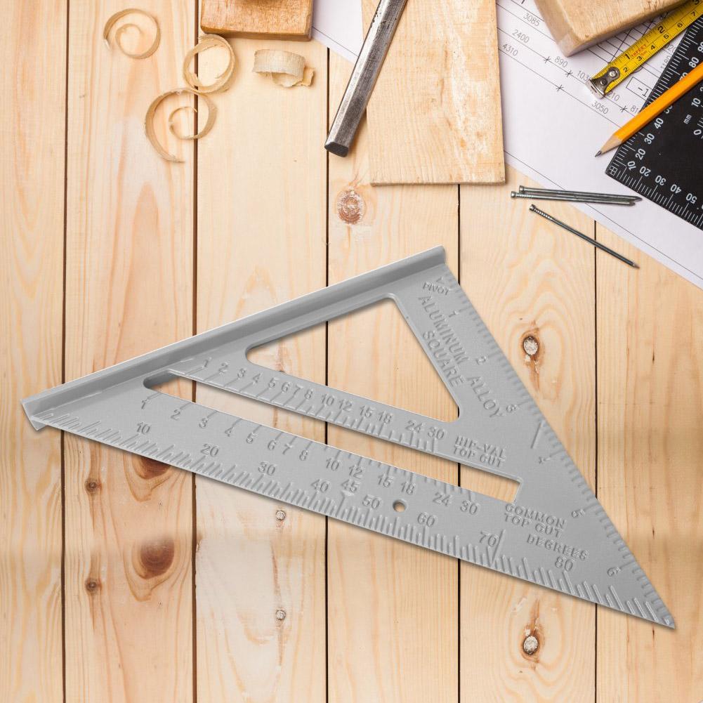 7 Trójkątna linijka ze stopu aluminium Narzędzie pomiarowe do obróbki drewna 45 90 stopni