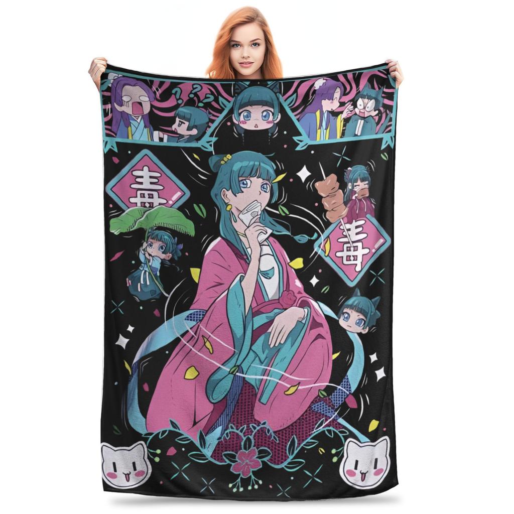 Super Soft Maomao Cartoon The Apothecary Diaries Throw Blanket Premium Flannel Fleece Bed Blanket Cozy Plush Blankets All Season