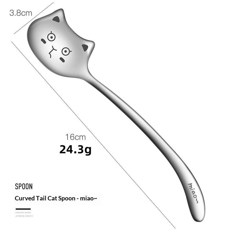 Stainless Steel Cute Cat Spoon Food Grade Cartoon Design For Stirring Coffee Tea Dessert Daily Use