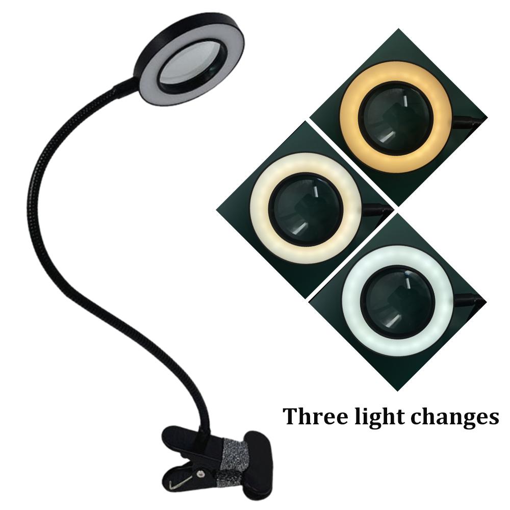 5X LEDs Clip On Desk Lamp 360 Flexible Gooseneck Reading Table Light Eye-Caring USB Nail Beauty Light Adjustable 3 Level
