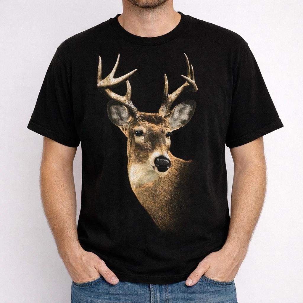Vintage 90s Deer Buck Nature Graphic Tee Wrap Around Animal T-Shirt S-3XL XS