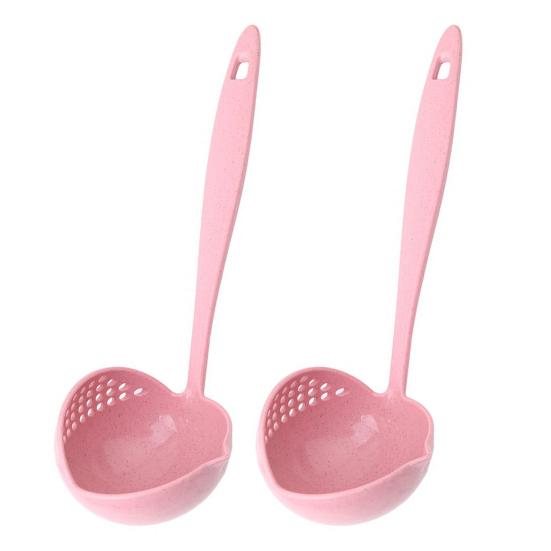 2-In-1 Long Handle Soup Ladle with Strainer Soup Spoon Essential Kitchen Tool for Cooking