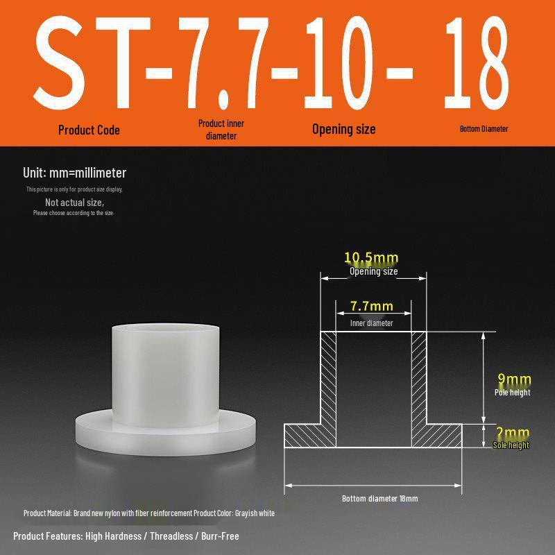 T-förmige Nylon-Unterlegscheibe: Konvex-Konkave Schraubwellenhülse, Stufen-Kunststoffscheibe, Nylonbuchse, Isolierkapsel ST2-ST35
