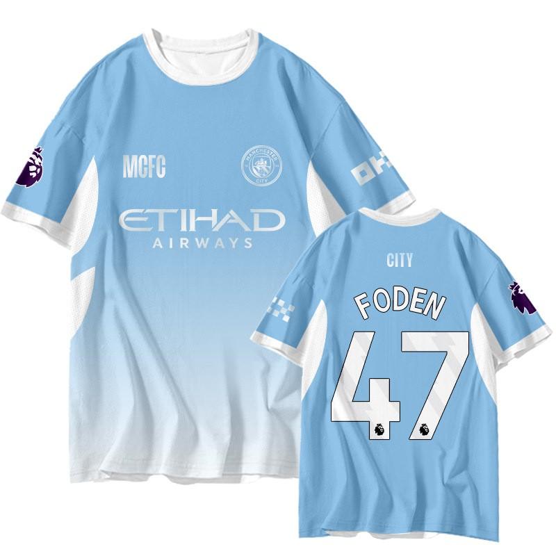 Manchester City ''-2027 Tricou Acasă/Deplasare Bărbați cu Mânecă Scurtă cu Uscare Rapidă Tricou Fotbal Croială Largă Respirabil Tricou de Performanță