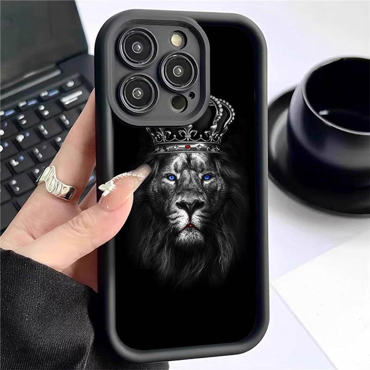 Lion Head Crown Black Groove iPhone 15/16/17 Pro Max Protective Case Galaxy S20 FE/S20 Lite чёрный
