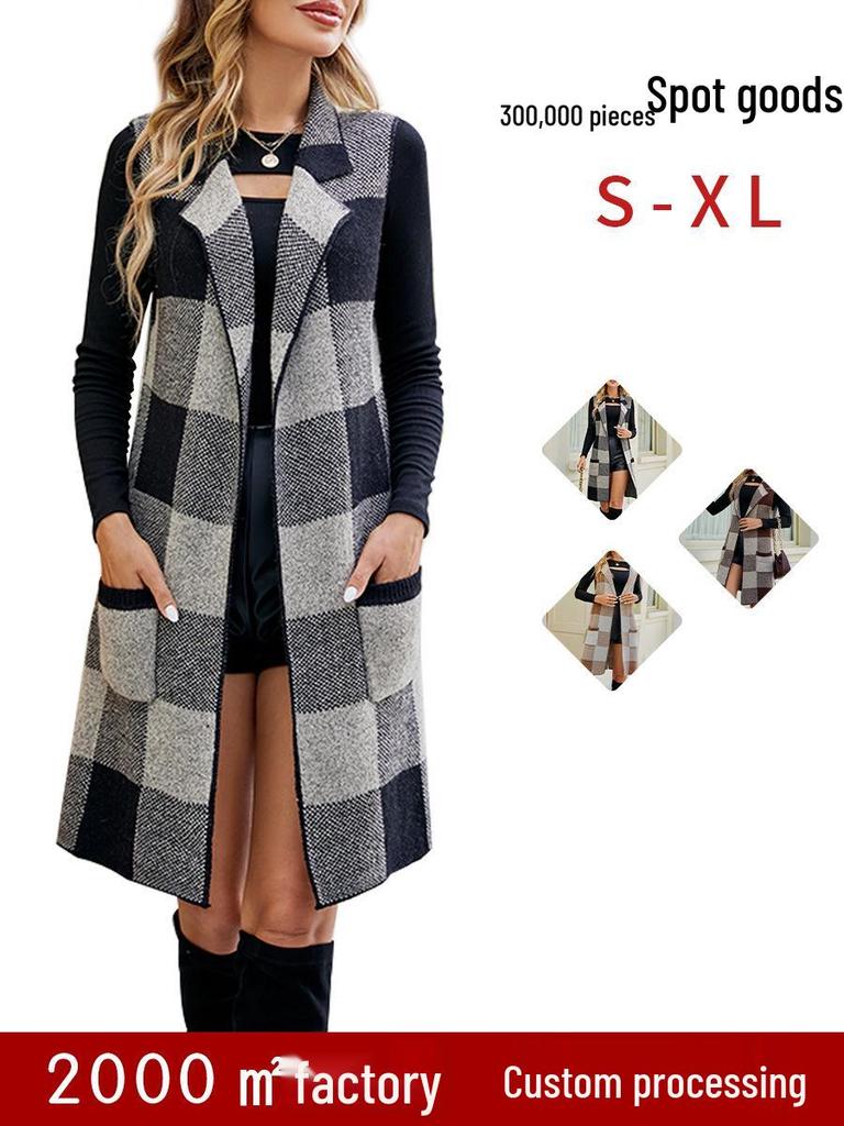 Autumn Winter Sleeveless Knit Vest with Suit Collar