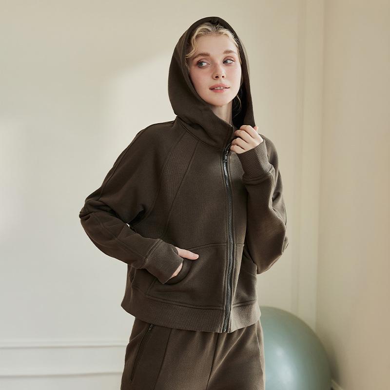 

Women s Slimming Zip-Up Long Sleeve Hooded Yoga Jacket Small
