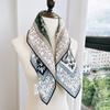 Women's Green French Paisley Silk-Wool Scarf, 70 cm Square, Double-Sided Print, High Quality