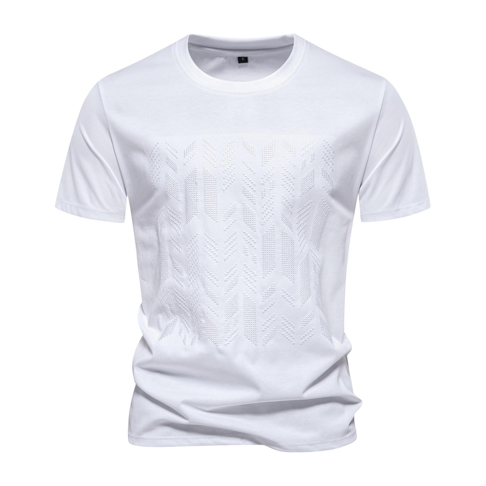 

Мужская футболка с короткими рукавами и большой вышивкой. Мужская повседневная футболка XL белый