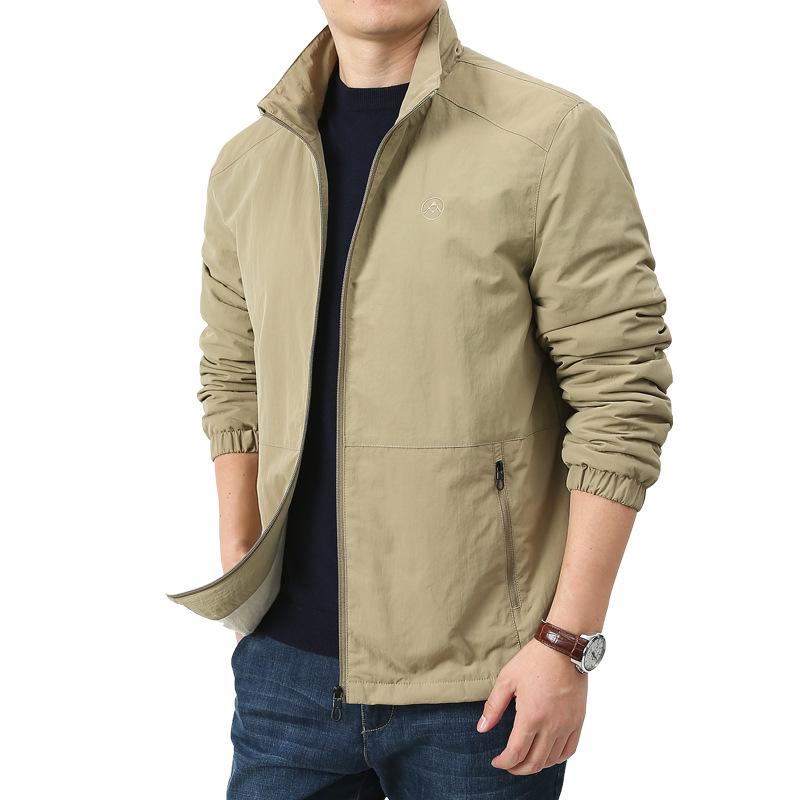 KPB Men's Plus Size Fleece-Lined Autumn Jacket with Stand-Up Collar