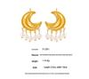 European and American Style Moon Tassel Faux Pearl Earrings: Irregular Geometric Titanium Steel Design