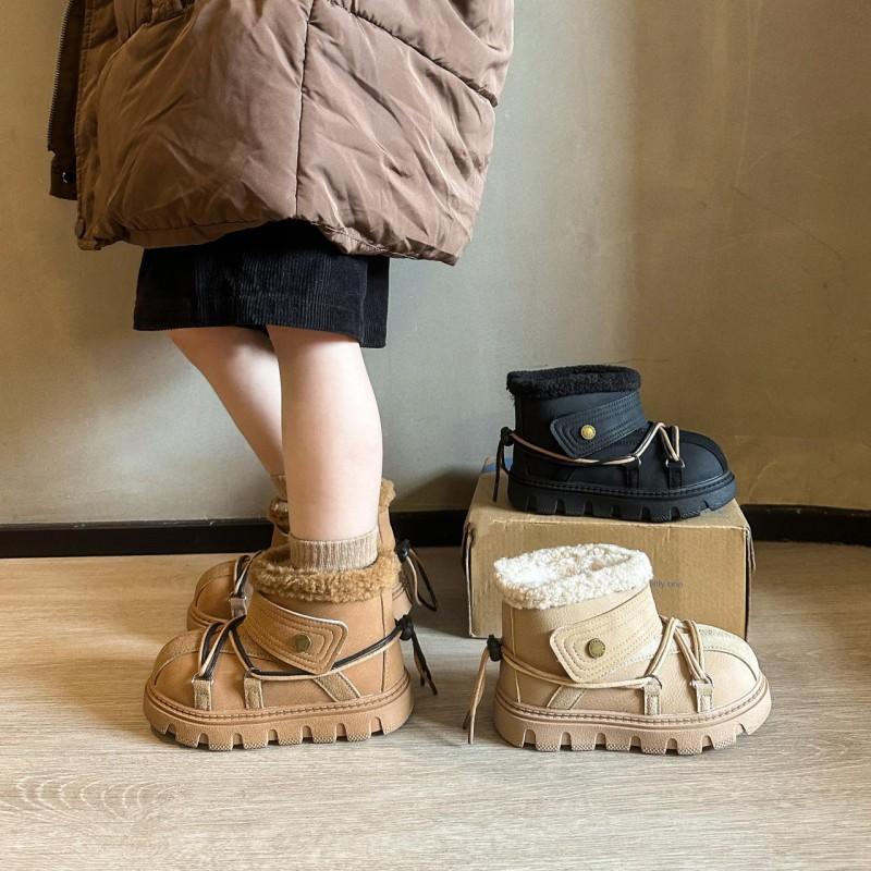 Youth style shoes Kids Winter Snow Boots Boys Girls Warm Faux Leather Ankle With Thick Lining Rubber Sole