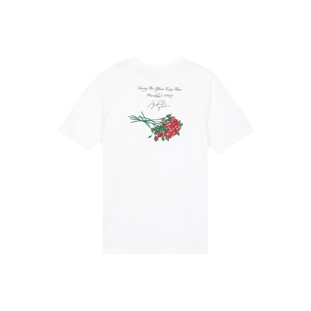 Jordan Hand-Painted Rose Letter Print Crew Neck Short Sleeve T-Shirt Men Tops White DQ7391-100
