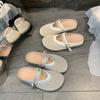 Half Slippers Women's Summer Wear Fisherman Baotou Flat Bottom Sandals Inner Height Increase One Pedal Mesh Breathable 2025 Weaving