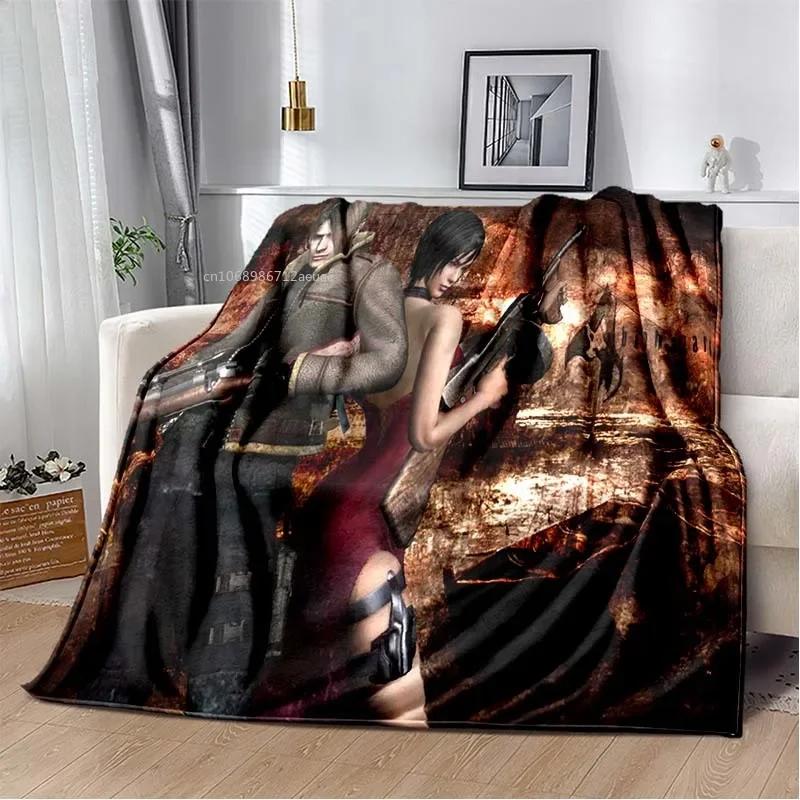 R-Resident Evil Game Gamer Soft Plush Blanket Leon Ada Red Umbrella Blanket for Living Room Bedroom Bed Sofa Picnic Office Cover