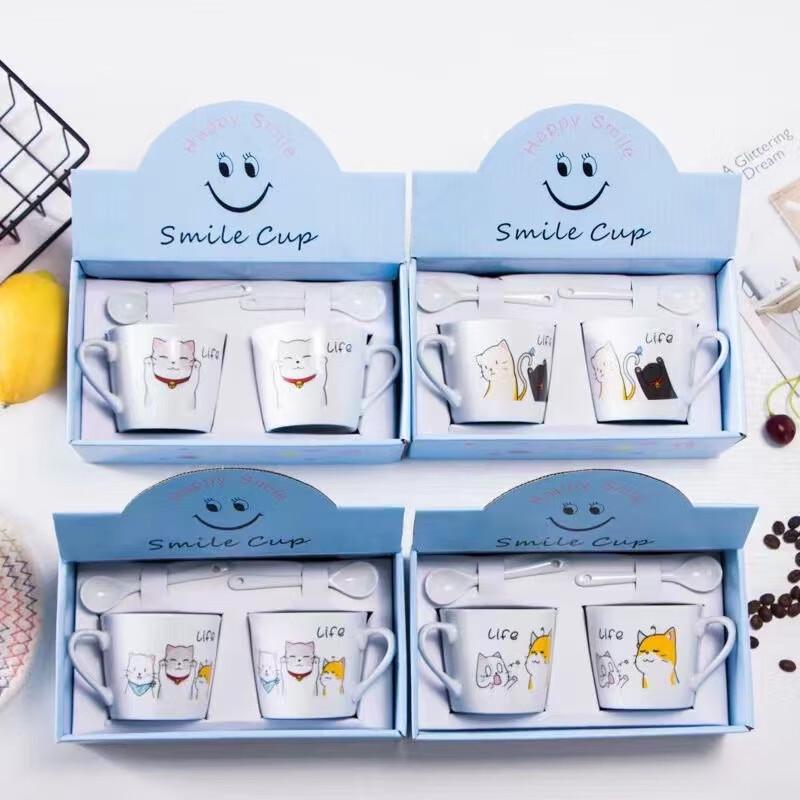 Cartoon Ceramic Mug Set with Spoons