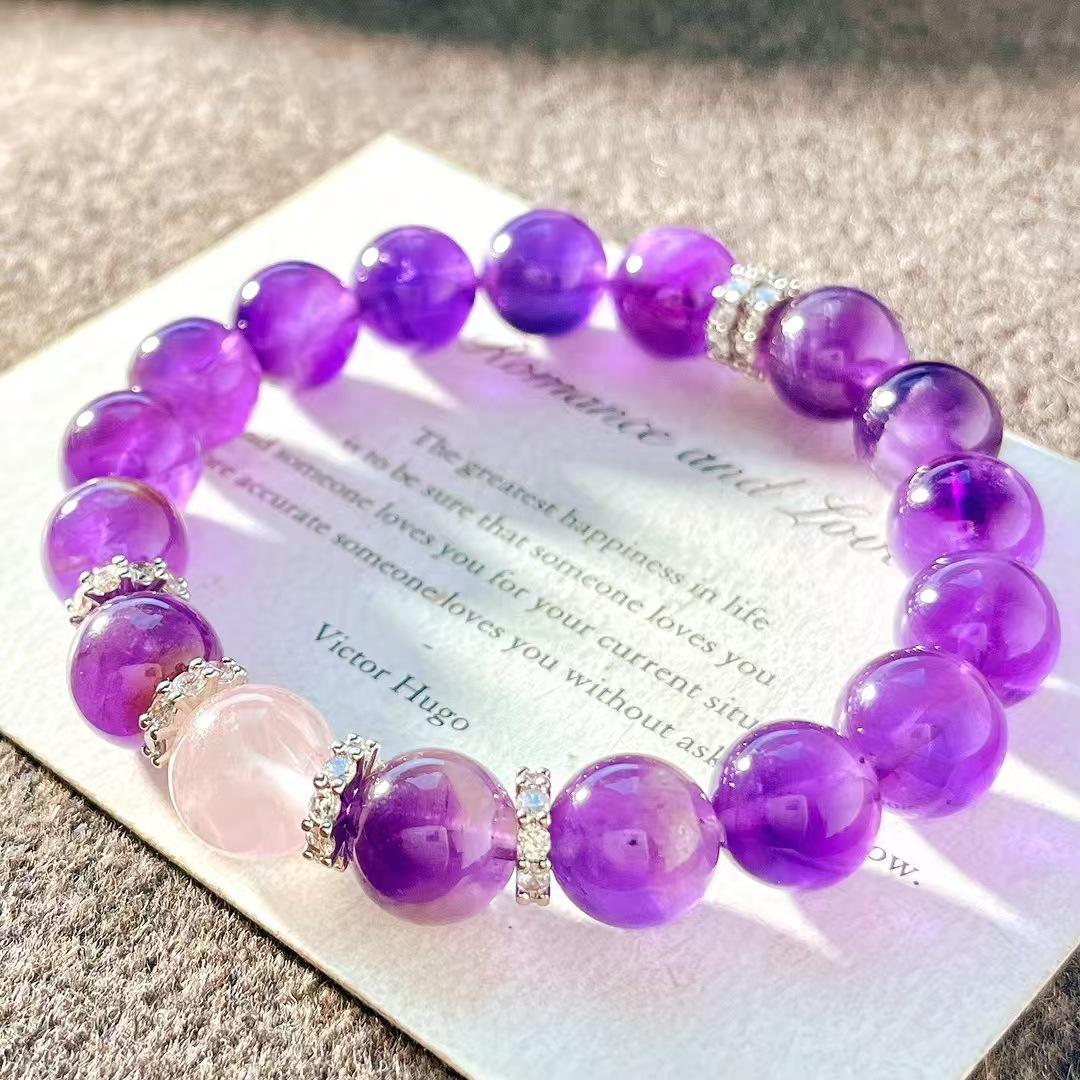 10Mm Retro High-Quality Atmosphere Natural Amethyst Bracelet Bracelet.