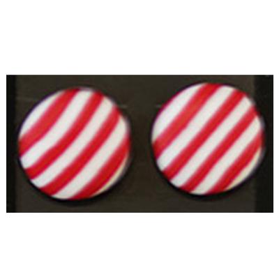 [R6405] - Handgefertigte Ohrringe 'Columbine & Harlequin' rot weiß - 9 mm (Matrose)