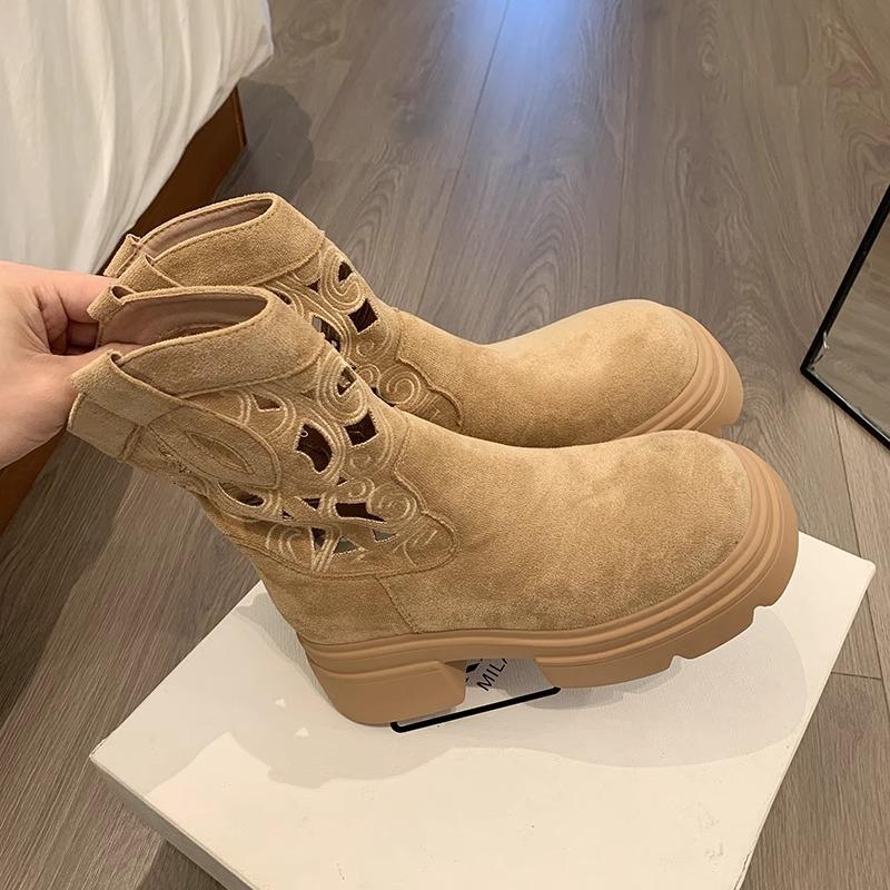 Short Boots Women's 2025 Autumn New Fashion Korean Version Denim Thick Sole Heightened Western Autumn Martin Boots Autumn