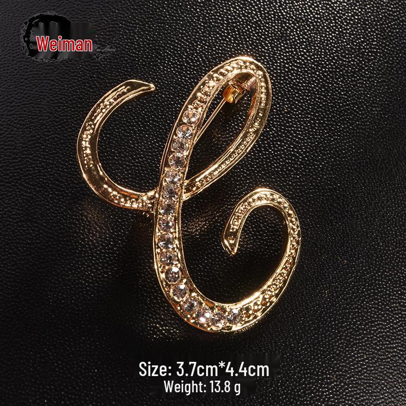 Men's Suit Jacket Brooch: Elegant English Letter Pin for a Stylish Touch