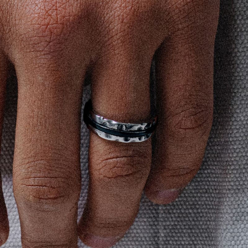 SCALETTO BLACK WSM012 Rough Black Line Ring
