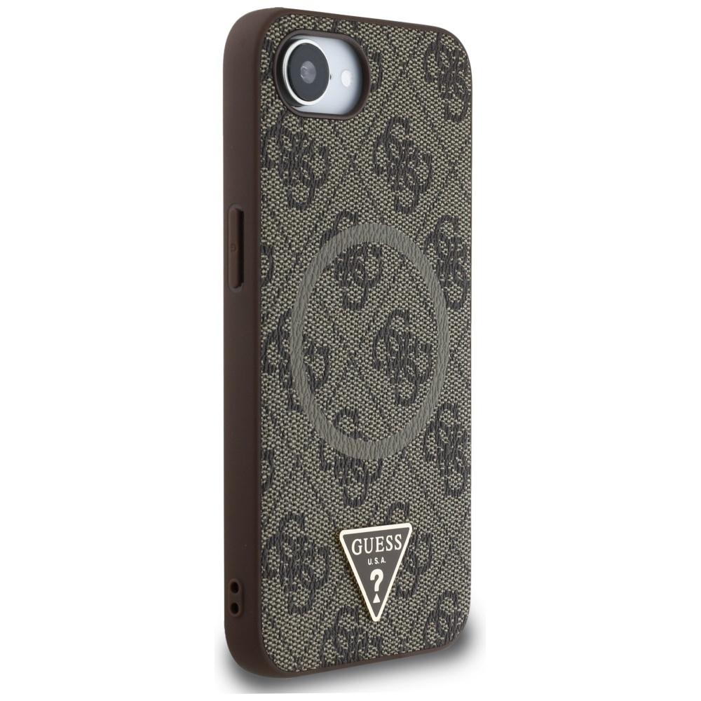 Coque Guess 4G avec Anneau et Logo Triangle MagSafe pour iPhone 16e / 17e Marron