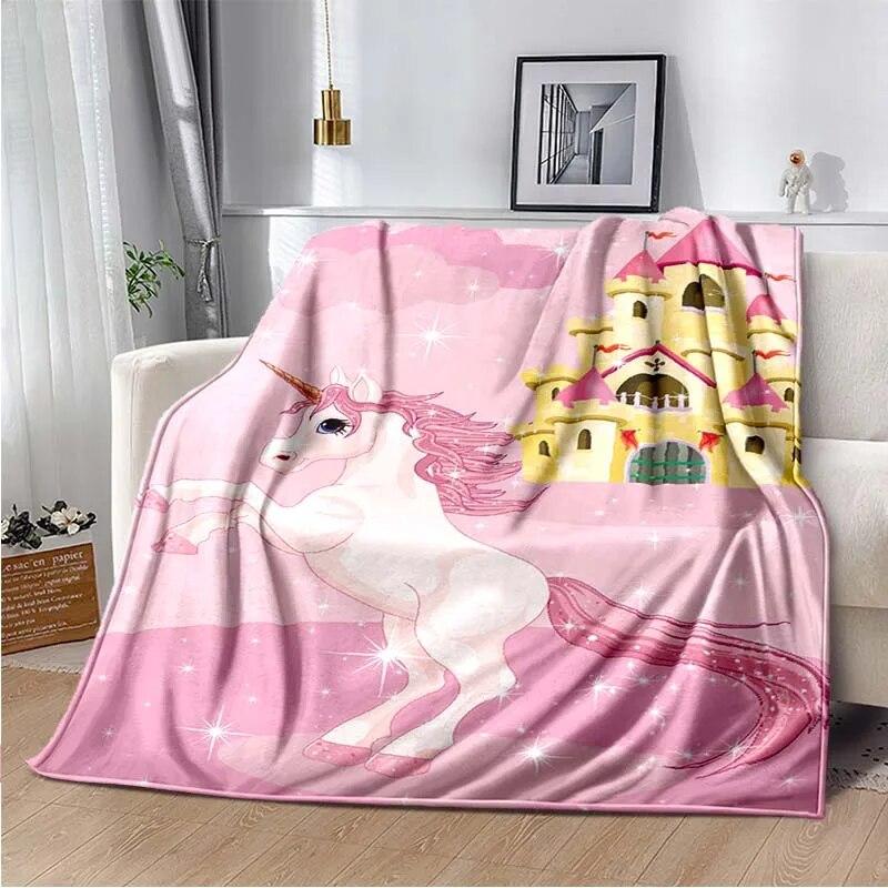 Cute Pink Unicorn Throws Blanket Sofa Blanket  Bedroom Living Room Decoration Blanket for Bed Picnic Blanket Throw Blanket